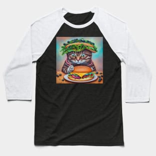 cheeseburger Jesus cat Baseball T-Shirt